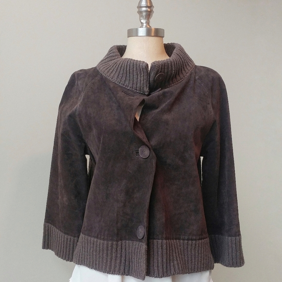 Jones New York Cropped Leather Jacket - Picture 1 of 8